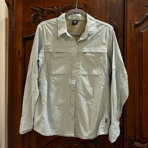 Blue REI Sahara Long Sleeve Solid Shirt Light Blue Med Safari Jungle